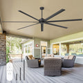 108 Inch Industrial Ceiling Fans without Lights, Large HVLS Ceiling Fan with 7 Aluminum Blades, 6-Speed Quiet DC Motor, 3 Downrods, Commercial Ceiling Fan for Shop/Garage/Gym (Black)