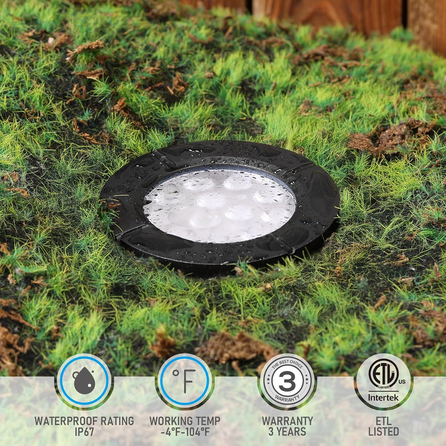 LEONLITE Dia. 4 Inch 5CCT Well Lights Landscape LED In Ground, Flat Top, 5 Color Temperature Selectable, 12-24V AC/DC CRI90 Low Voltage Outdoor Garden Landscaping, Black Aluminum Housing, Pack of 6