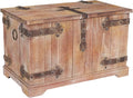 Household Essentials Victorian Style Decorative Trunk in Chinese Fir Wood with Metal Accents, Natural