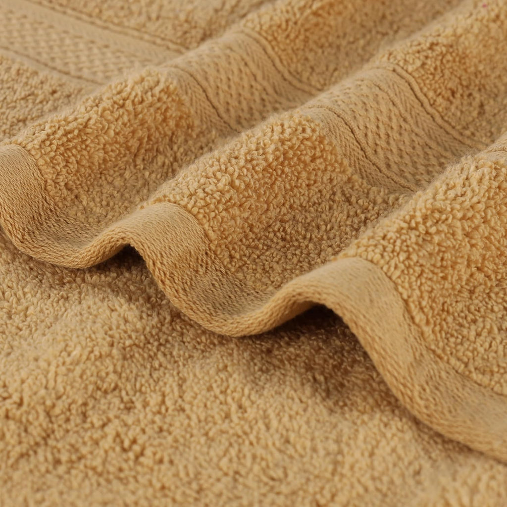 Superior Cotton Chevron 12 Piece Assorted Towel Set, Zero Twist, Quick Dry, Home Essentials, Shower, Spa, Luxury Plush Soft Absorbent Towels, Includes 4 Bath, 4 Hand, 4 Washcloth/Face Towels, Gold