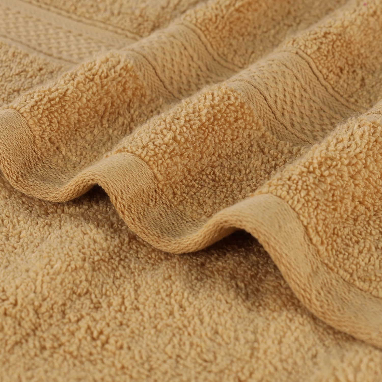 Superior Cotton Chevron 12 Piece Assorted Towel Set, Zero Twist, Quick Dry, Home Essentials, Shower, Spa, Luxury Plush Soft Absorbent Towels, Includes 4 Bath, 4 Hand, 4 Washcloth/Face Towels, Gold