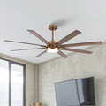 65'' Large Industrial Ceiling Fan with Light, Matte Black, 8-Blade DC Motor, 6-Speed Reversible Airflow, 24W Dimmable LED 3000K/4000K/5000K, Remote Control for Living Room Patio Garage