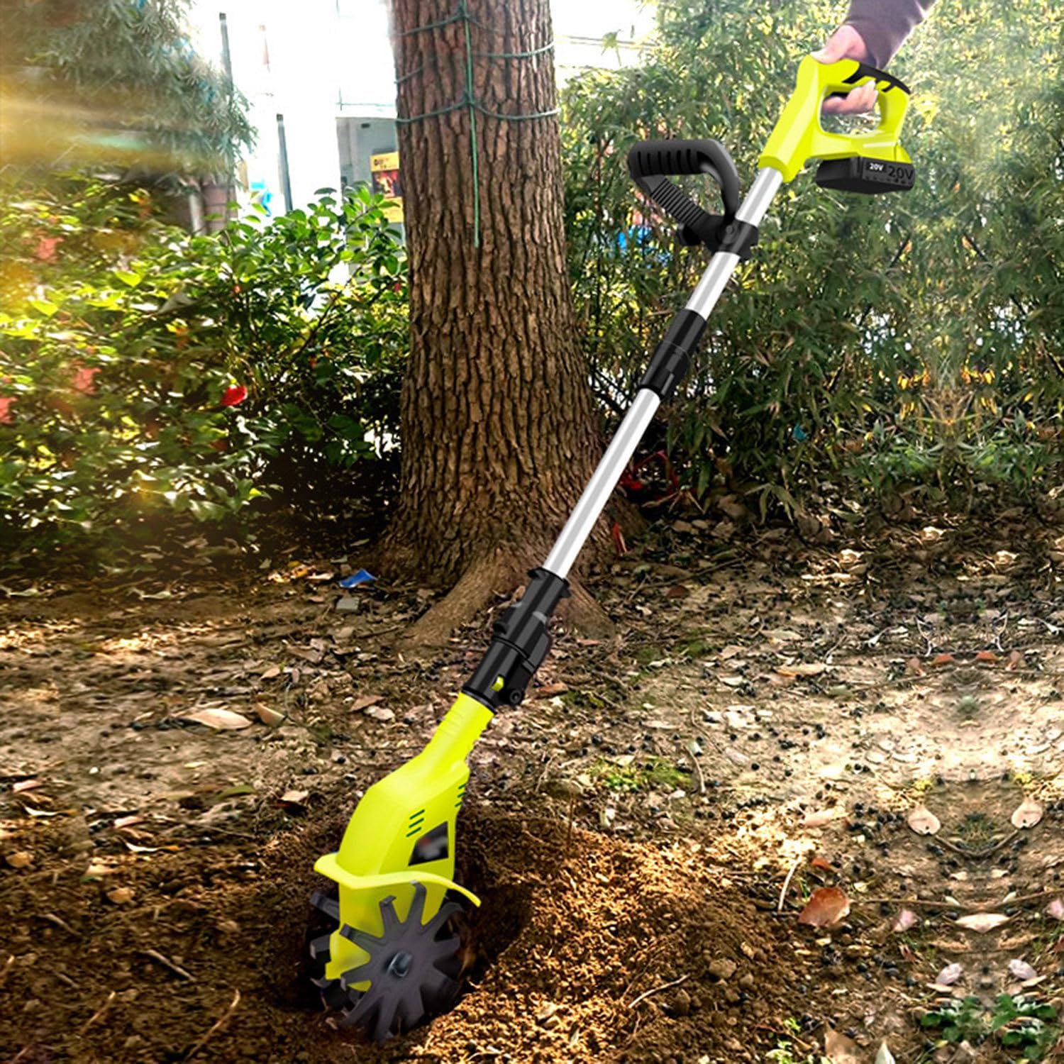 Cordless Rotavator, 20V Handheld Electric Cordless 4000Mah Battery Powered Front Tine Soil Cultivator Gardening Tool Cultivation Machine,for The Garden, Vegetable Plots