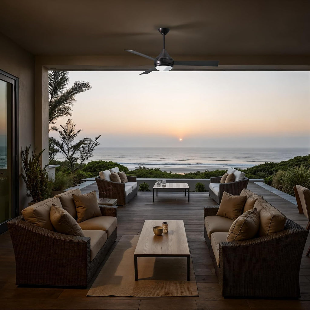 Matthews DA-BB-BS Donaire Outdoor Wet/Salt Water Rated 52' Marine-Grade Coastal Ceiling Fan with LED Light & Remote, Brushed Bronze with Brushed Stainless