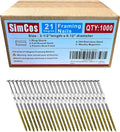Framing Nails 304 Stainless Steel 21° Full Round Head Nail 21 Degree Ring 3-1/2' Shank Nail for Pneumatic, Electric 21 degree Framing Nailer (3-1/2' - 1000 pcs)