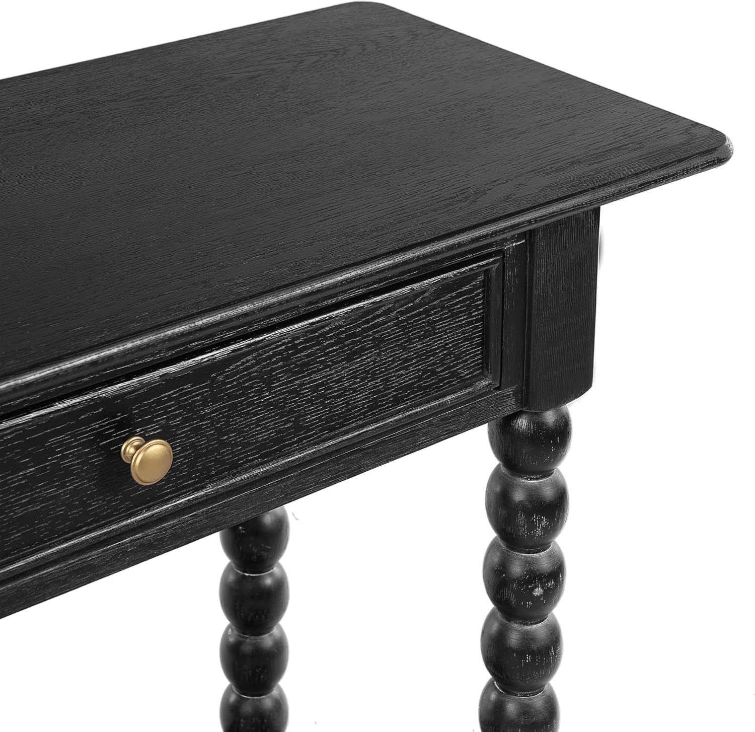 Christopher Knight Home Zeka Narrow Console Table with Storage, Wood Entryway Table with 2 Drawers and 1 Bottom Shelf, Retro Display Table with Unique Spherical Legs for Hallway, Living Room, Black