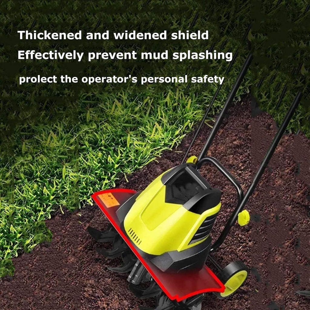 1500W Electric Tiller,Garden Soil Cultivator Rotavator,Foldable Handle, 36cm Tilling Width & 22cm Tilling Depth(4AH)