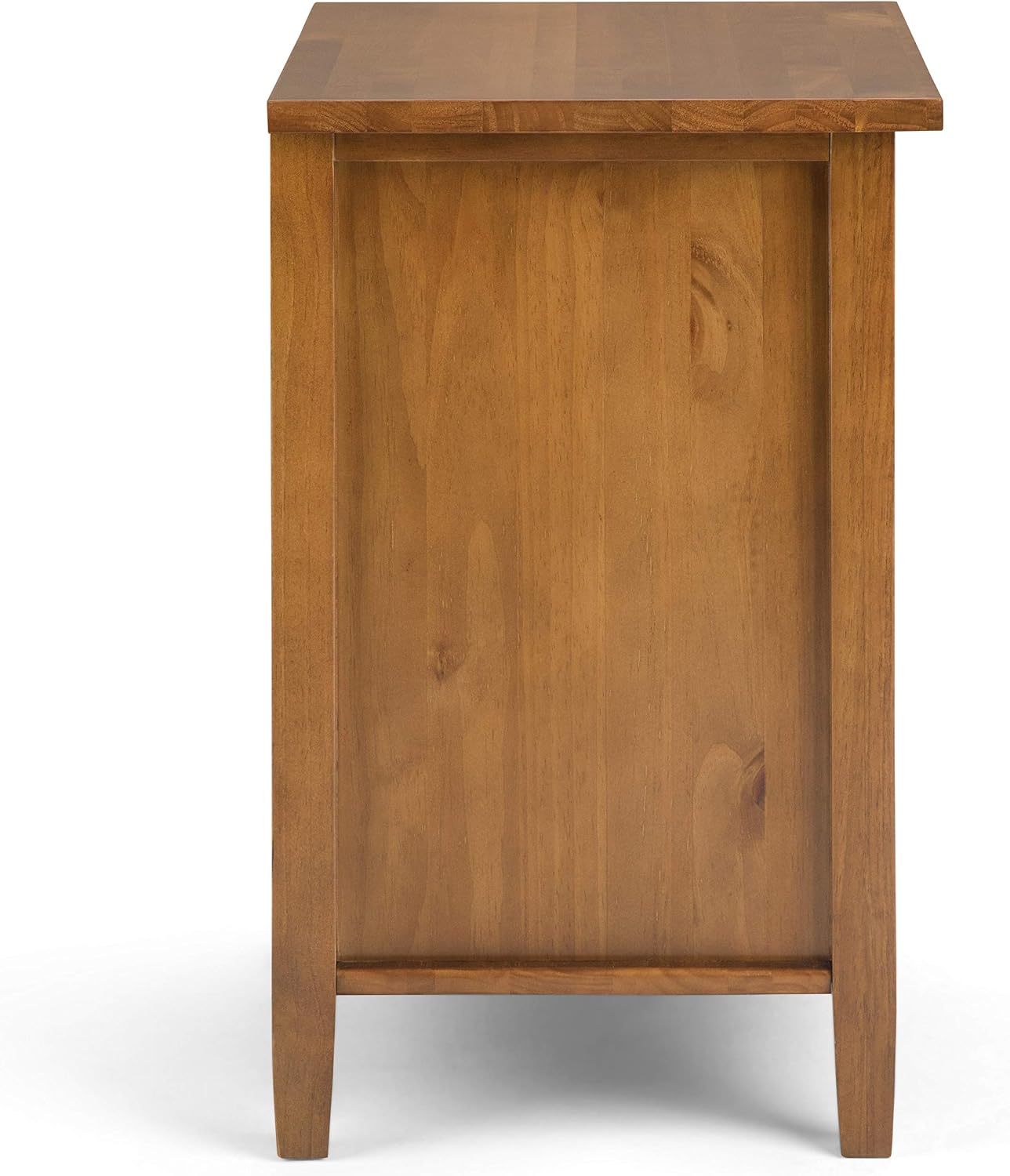 SIMPLIHOME Warm Shaker Bedside Table - 24 inch Wide Solid Wood Nightstand in Light Golden Brown, Transitional Bedroom Side or End Table with 2 Drawers, Open Shelf Storage and Brushed Nickel Hardware