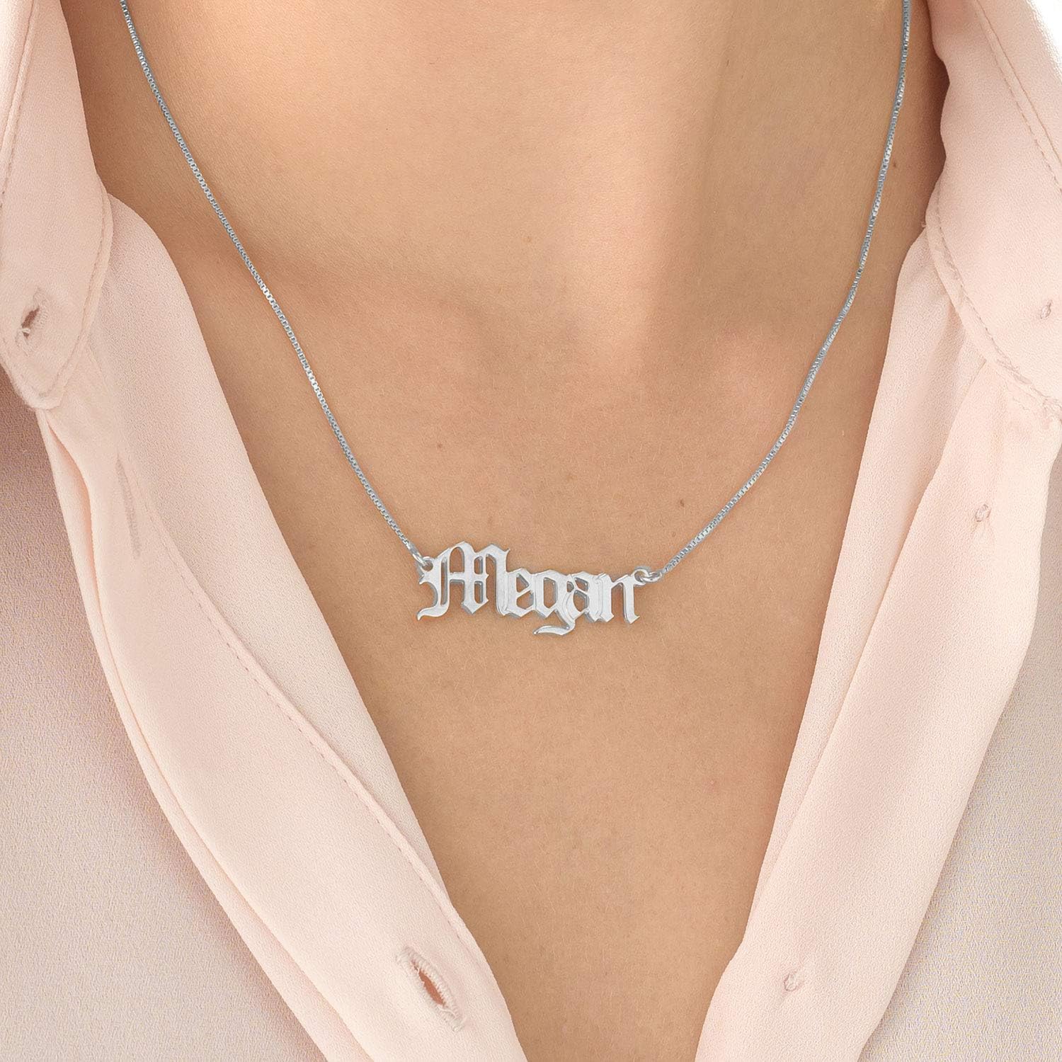 Theo Grace Personalized Name Necklace for Women – Choose Your Style - Custom Nameplate Pendant in Sterling Silver/Gold – Dainty Minimalist Jewelry Gift for Mom, Girlfriend, Birthday, Mother's Day