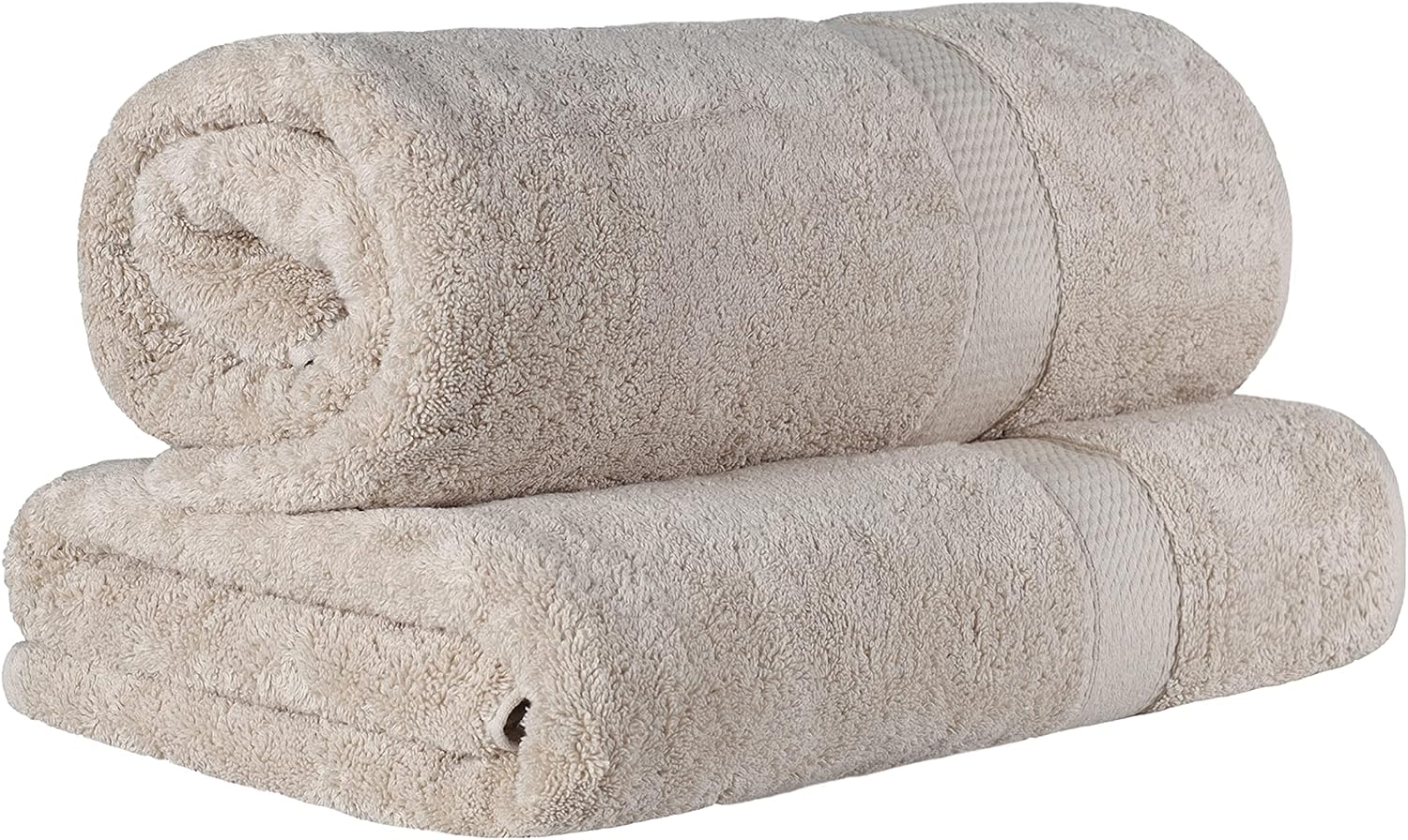SUPERIOR Egyptian Cotton Pile Heavyweight Bath Sheet, 2 Piece Set, Stone | Highly Absorbent, Ultra Soft Luxury 800 GSM Towel Set for Bathroom, Shower, Hotel Essentials Oversize Plush Madeline Towels