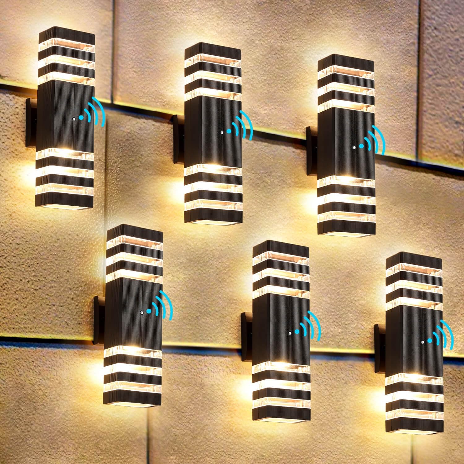 6 Pack Dusk to Dawn Outdoor Light Fixture,14W IP65 3000K 1100LM Warm White,Exterior Lights for House, Up and Down Outdoor Sconce Lights, Aluminum Outdoor Lights for House Porch Garage