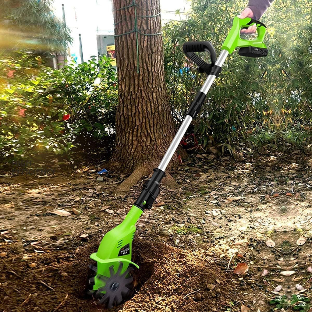 LXXW Electric Tiller Cordless Rototiller 20V Handheld Electric Rototiller with Portable Cultivator for Gardens Adjustable Handle for Allotments Electric Cultivator
