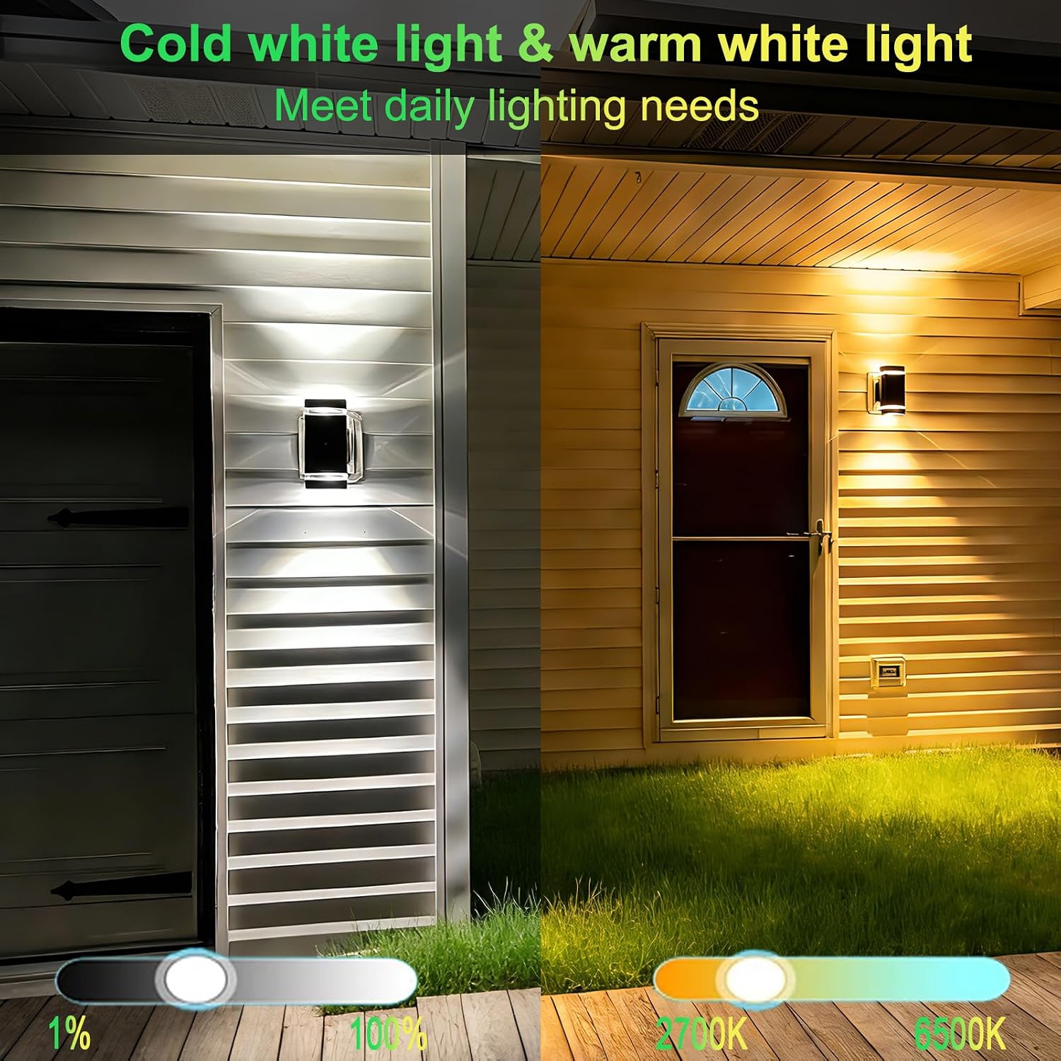 iYogaled Smart Wall Light, RGB Outdoor Light Fixture with Mi.Light Remote Control, Warm White and RGB-CCT 1000lm Color Changing Outdoor Wall Lights with Smart Light Bulb GU10 (2 Pack)