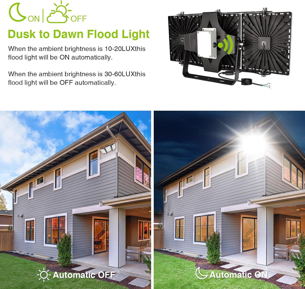 STASUN Flying Series Max - 300W 30,000LM Dusk to Dawn LED Flood Light with Photocell Sensor, 6000K Super Bright, IP66 Waterproof Floodlight for Backyard, Sport Courts, Stadium, Arena, Commercial
