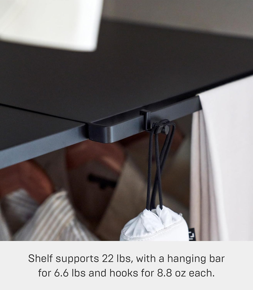YAMAZAKI Home Tower Expandable Over Suitcase Shelf, Closet Luggage Organization Clothes Hanger Metal Shelf - Steel