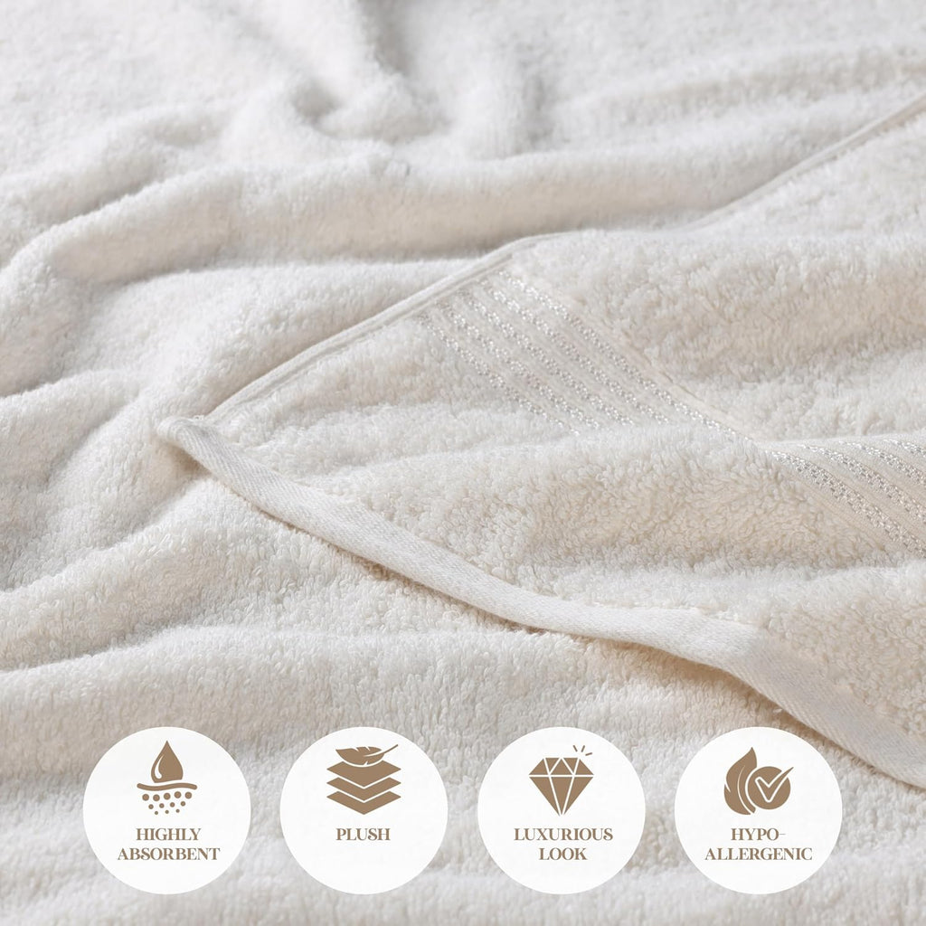 Superior Egyptian Cotton 12-Piece Towel Set, Assorted Towels for Home Bathroom, Guest Bath Decor Essentials, Includes 4 Bath, 4 Hand, 4 Face Towels/Washcloths, Quick Dry, Absorbent - Ivory