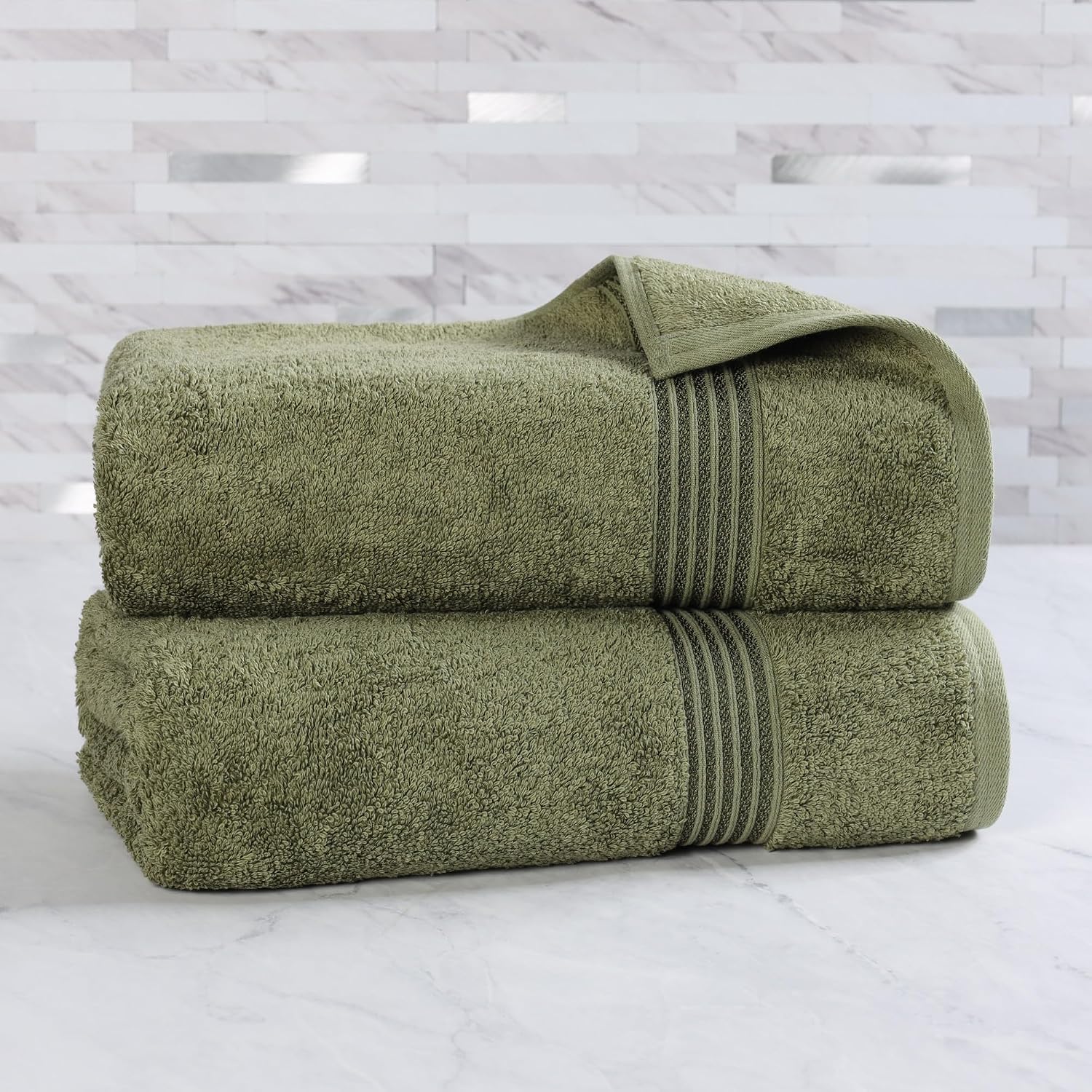 Superior Egyptian Cotton Bath Sheet Set, Oversized Towels for Home Bathroom, Master, Guest Bath, Decor Essentials, Quick Dry, Absorbent, Large Body Towel, Spa, Hotel, Resort, Set of 2, Forest Green