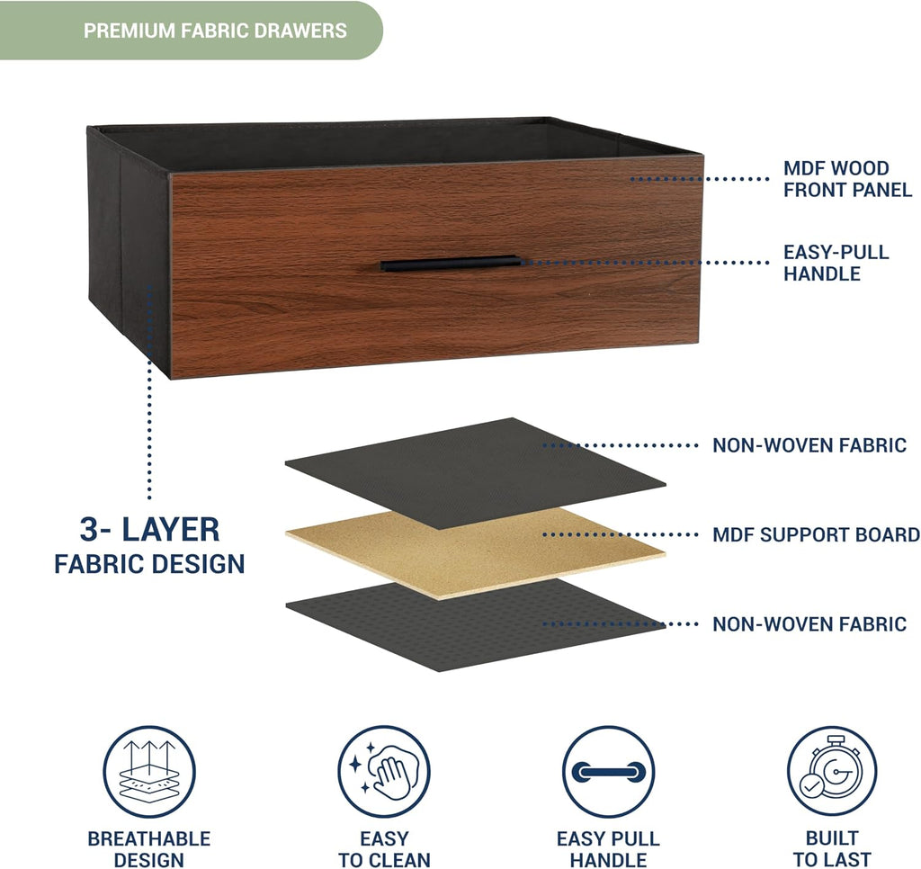 Modern 6-Drawer Dresser with Spacious Storage, Sturdy Wood Frame, Large Capacity Fabric Drawers, Dressers for Bedroom, Home Organization Storage for Living Room or Hallway, Walnut