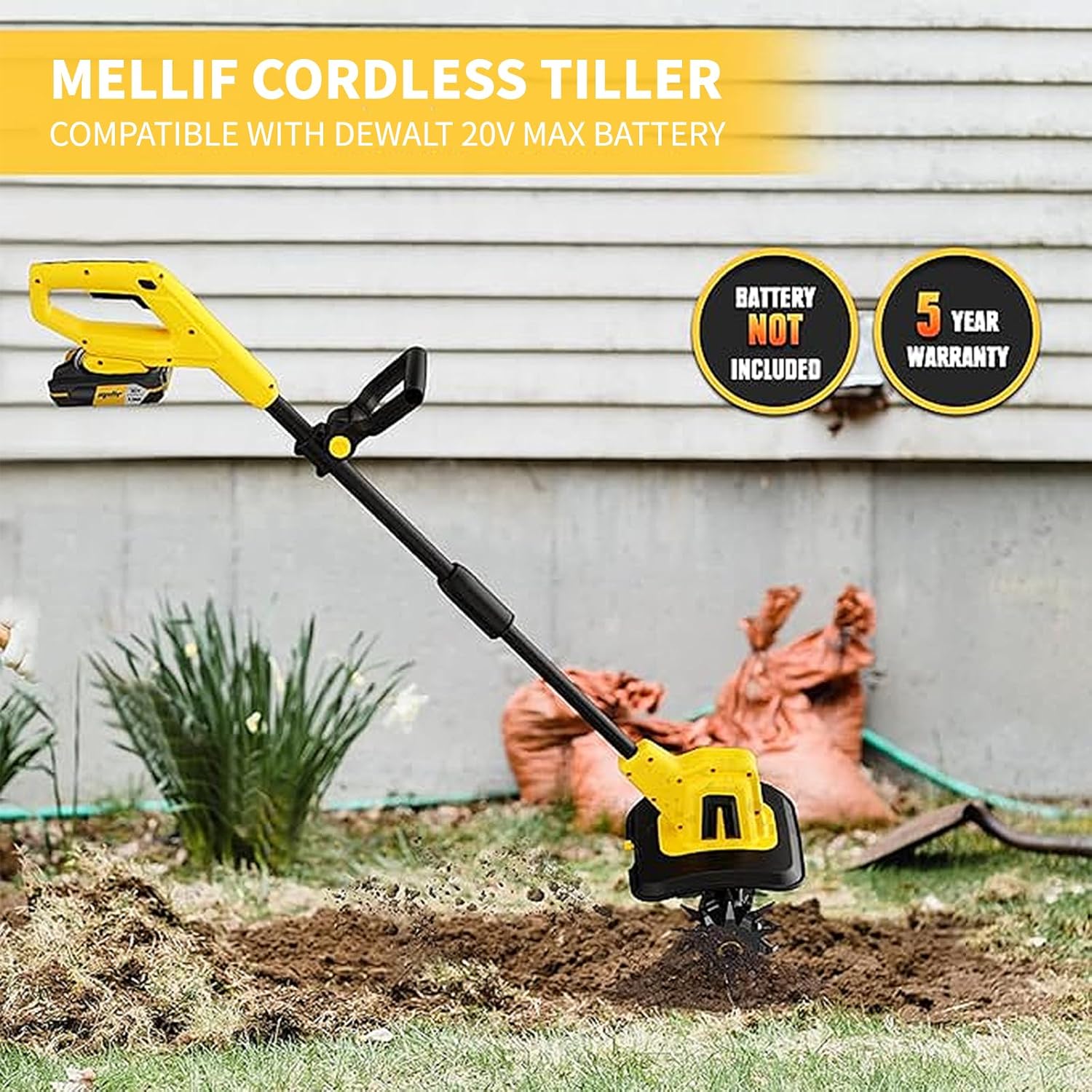 Small Tiller Cultivator, Hand Tiller,Tiller for Gardening,Electric Tiller Cultivator,Tiller Cultivator Cordless,Hand Cultivator for Garden Lawn Vegetable Patches Soil Digging (Four Blades)