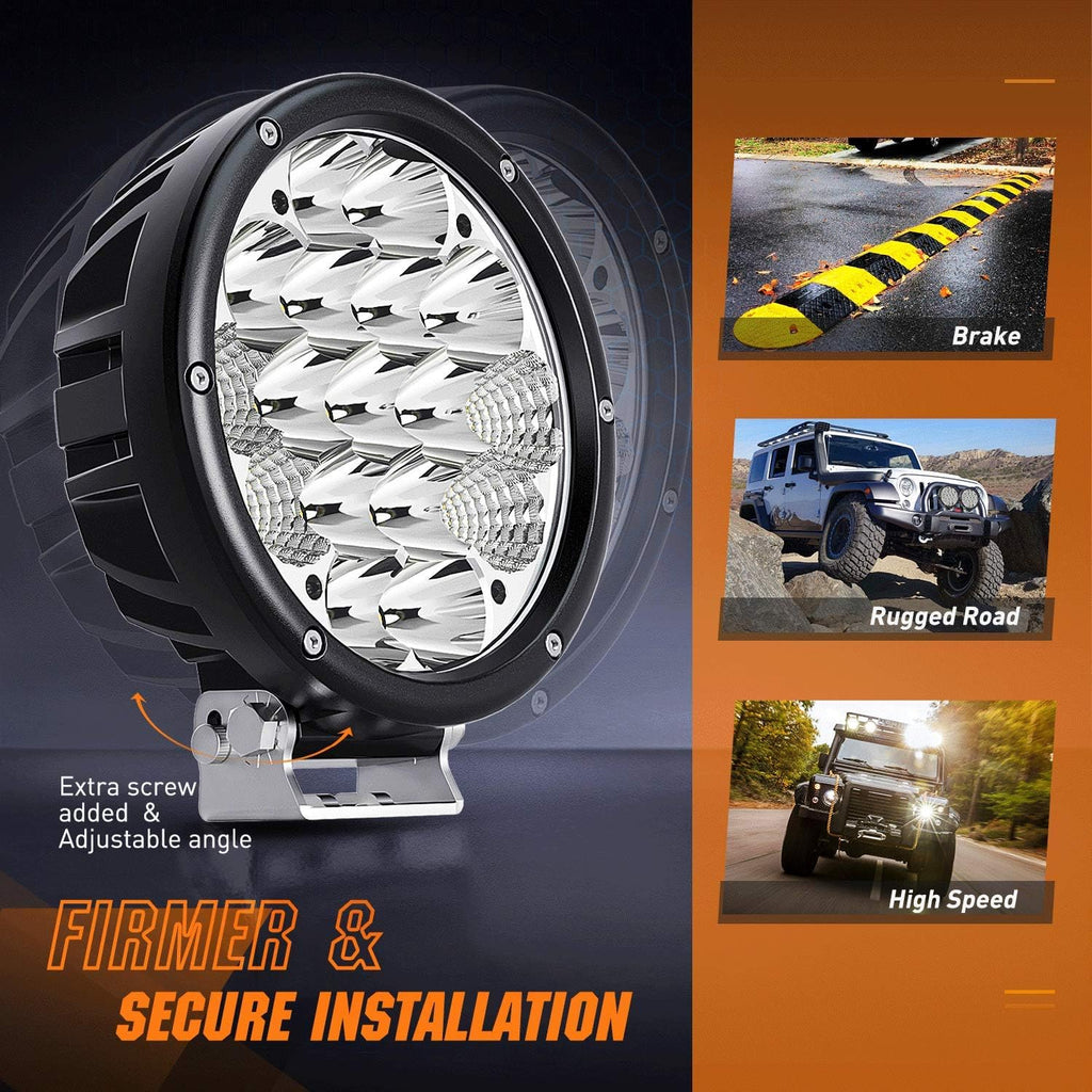 Nilight 2PCS 7Inch 85W LED Driving Light 10200LM IP68 Spot Flood Combo Round Built-in EMC Offroad Lights with 14AWG DT Connector Wiring Harness Kit for Truck ATV UTV SUV