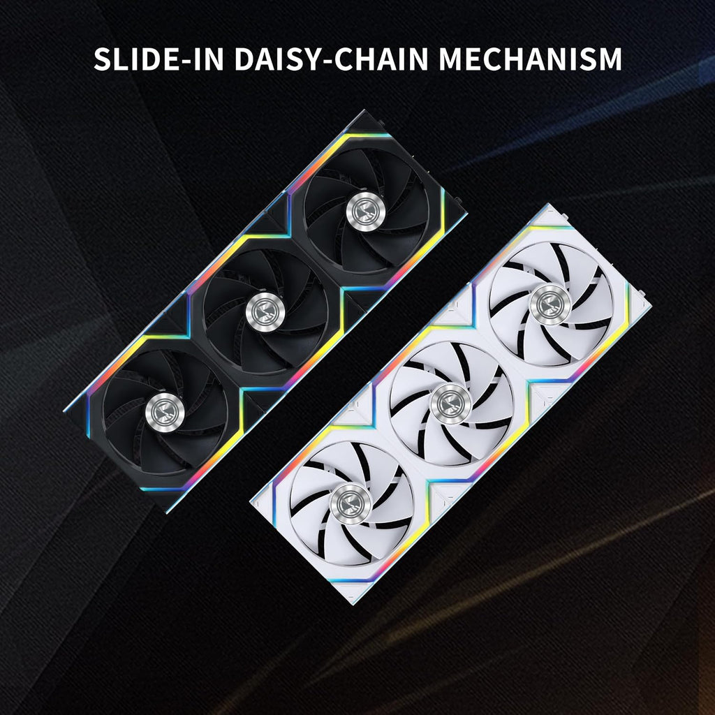 Lian Li UNI Fan SL Wireless (Reverse Blade) 120mm ARGB Fan - Triple Pack - 2.4 GHz Wireless Signal for RGB & Fans Control - Daisy-Chain Design - Controller Included and Required - White (12RSL1W3W)