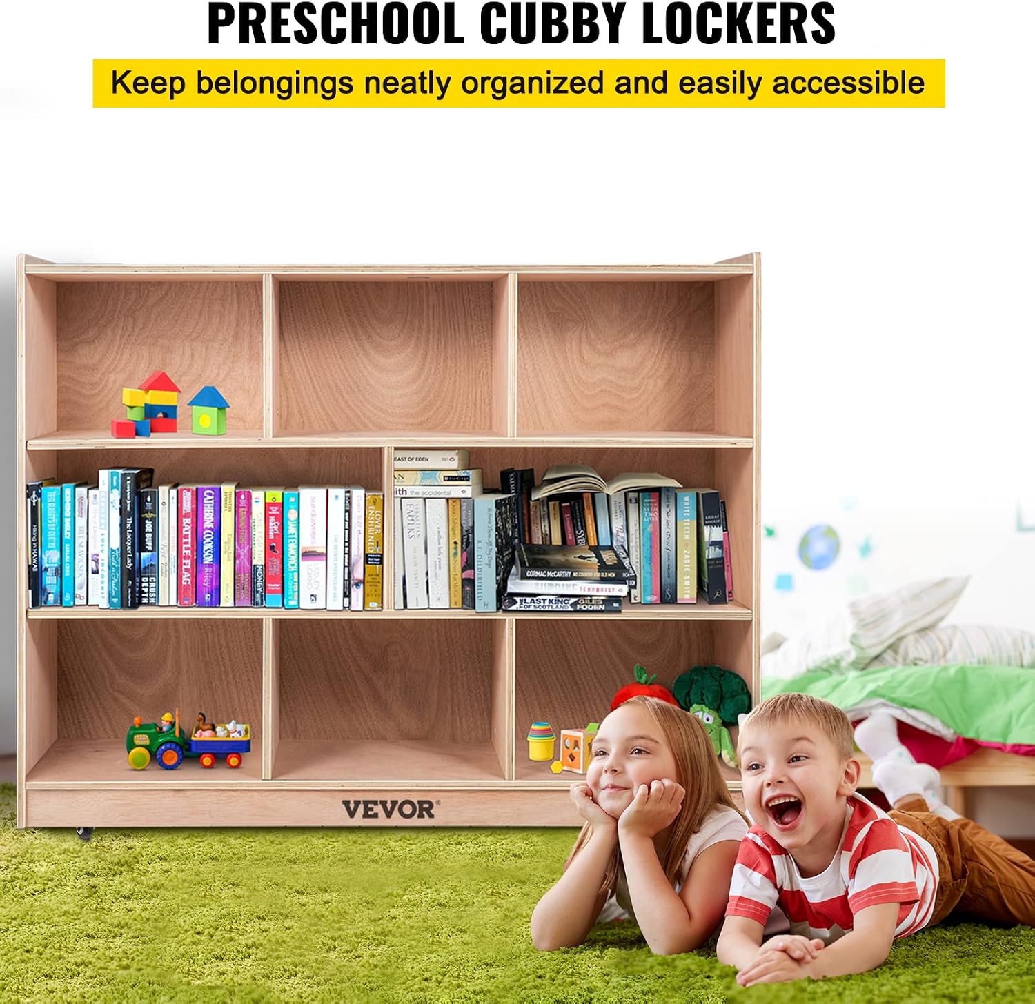 Happybuy 8-Section Cubbies for Classrooms, Cubby Storage Cabinet, Classroom Cubbies, Compartment Storage Cabinet, Classroom Furniture for Home, School, Kindergarten