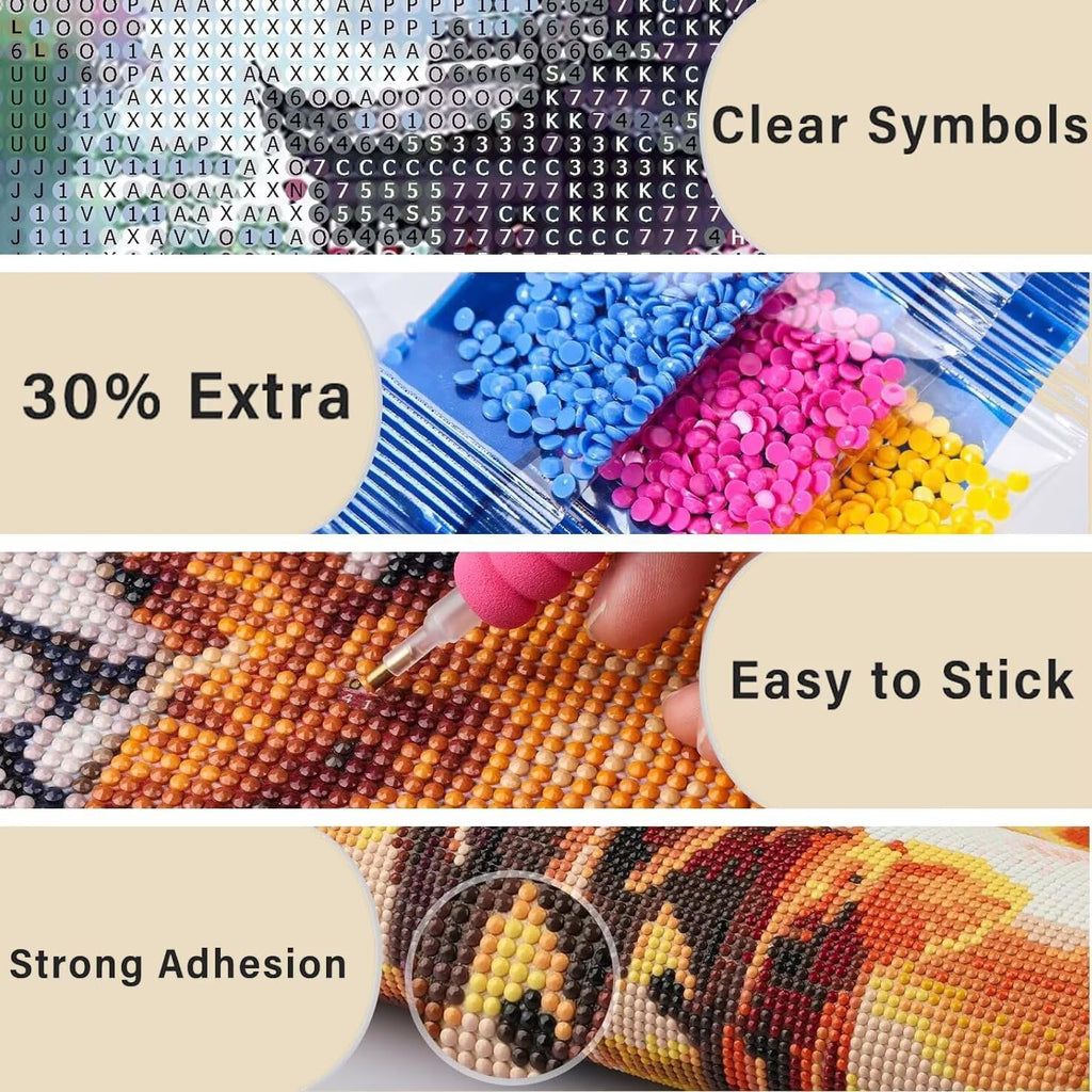Color Diamond Art Kits for Adults 35x71 Inch, Large Diamond Painting Kits 5D Round Drill Gem Art and Crafts Beginners Paint by Crystal Embroidery Paintings for Home Room Decor Cat, Women Gifts S59