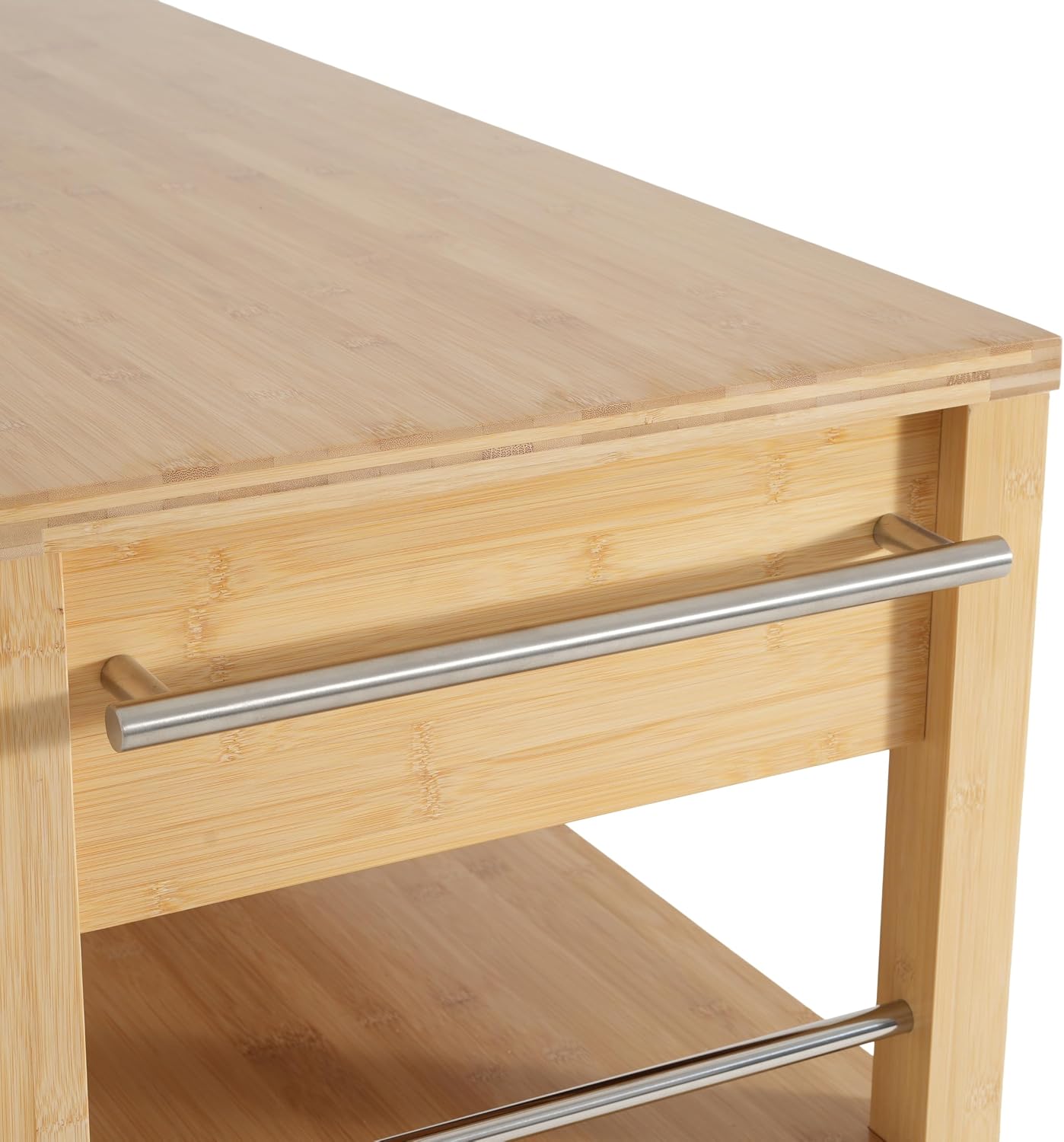 Christopher Knight Home Metis Bamboo Rolling Bar Cart with Storage, Kitchen Island on Wheels with Drawers, Mobile Kitchen Cart Storage Cabinet, Rolling Serving Cart, Shelf Rack Organizer, Natural