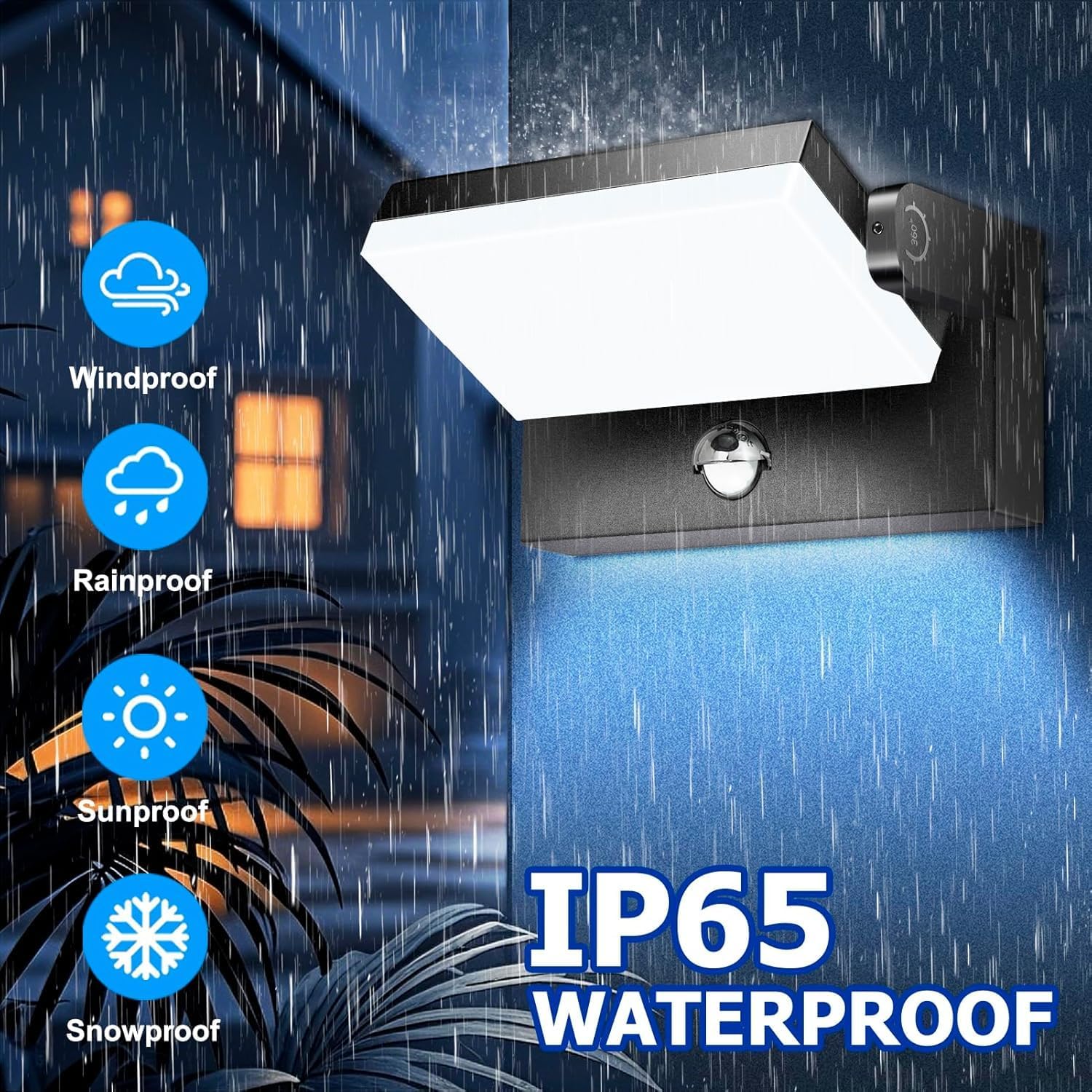 rosykite 40W LED Wall Pack Lights Outdoor Motion Sensor,360 °Rotation 5000K 6000K 4000K Selectable Exterior Flood Lighting Fixture Sconce for Porch Garage Patio