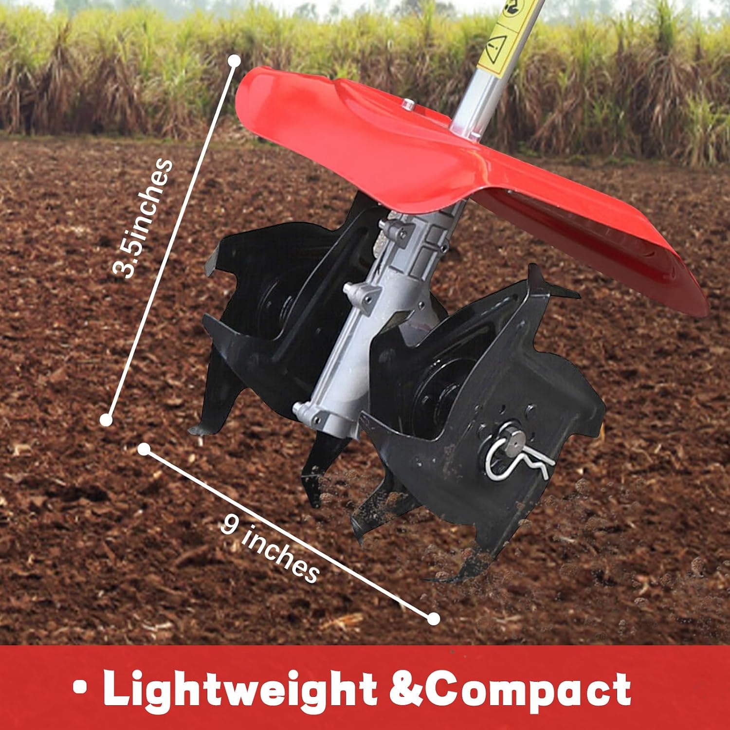 Garden Tiller Cordless,42.7CC 2-Stroke Single-Cylinder Gasoline Engine Rototiller Gas Powered,1.25KW Mini Tiller Cultivator,Cultivated Land Reclamation Tillage Ripper Garden Cultivators for Gardening