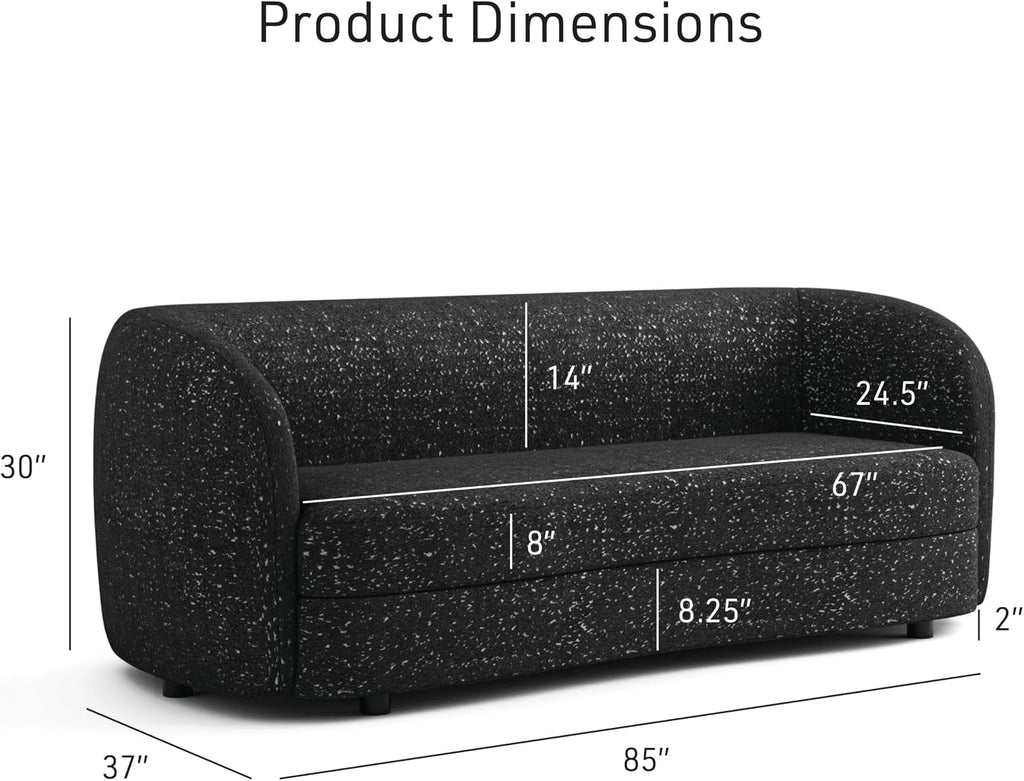 Furniture of America Nimiane Modern Boucle 3 Piece Sofa Set with Curved Arms and Wooden Legs, Accent Furniture Sets for Living Room, Home Office, Bedroom, Lounge, Black