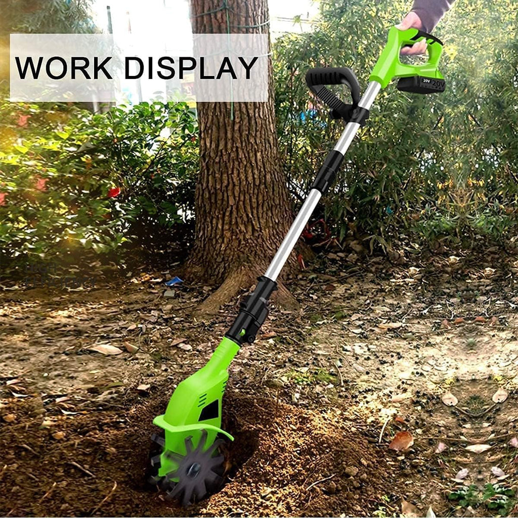 LXXW Electric Tiller Electric Garden Rotavator, Garden Tiller 20V Cordless, Power Weeder/Cultivator,Working Depth 25cm Electric Cultivator