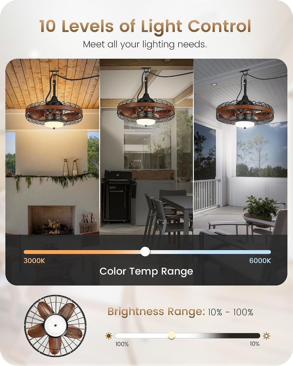 Outdoor Ceiling Fan with Light for Patios and Farmhouse Ceiling Fans with Lights Bundle XF01CF05-ZB01CF05
