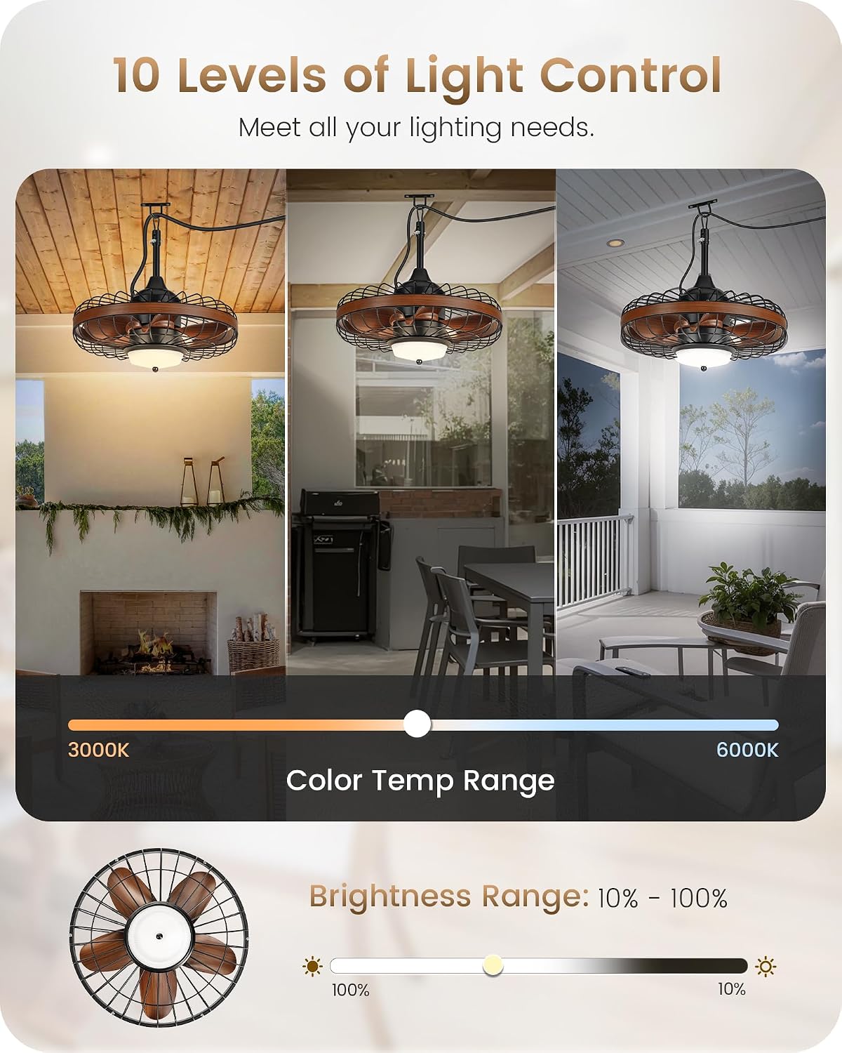 Outdoor Ceiling Fan with Light for Patios and Farmhouse Ceiling Fans with Lights Bundle XF01CF05-ZB01CF05