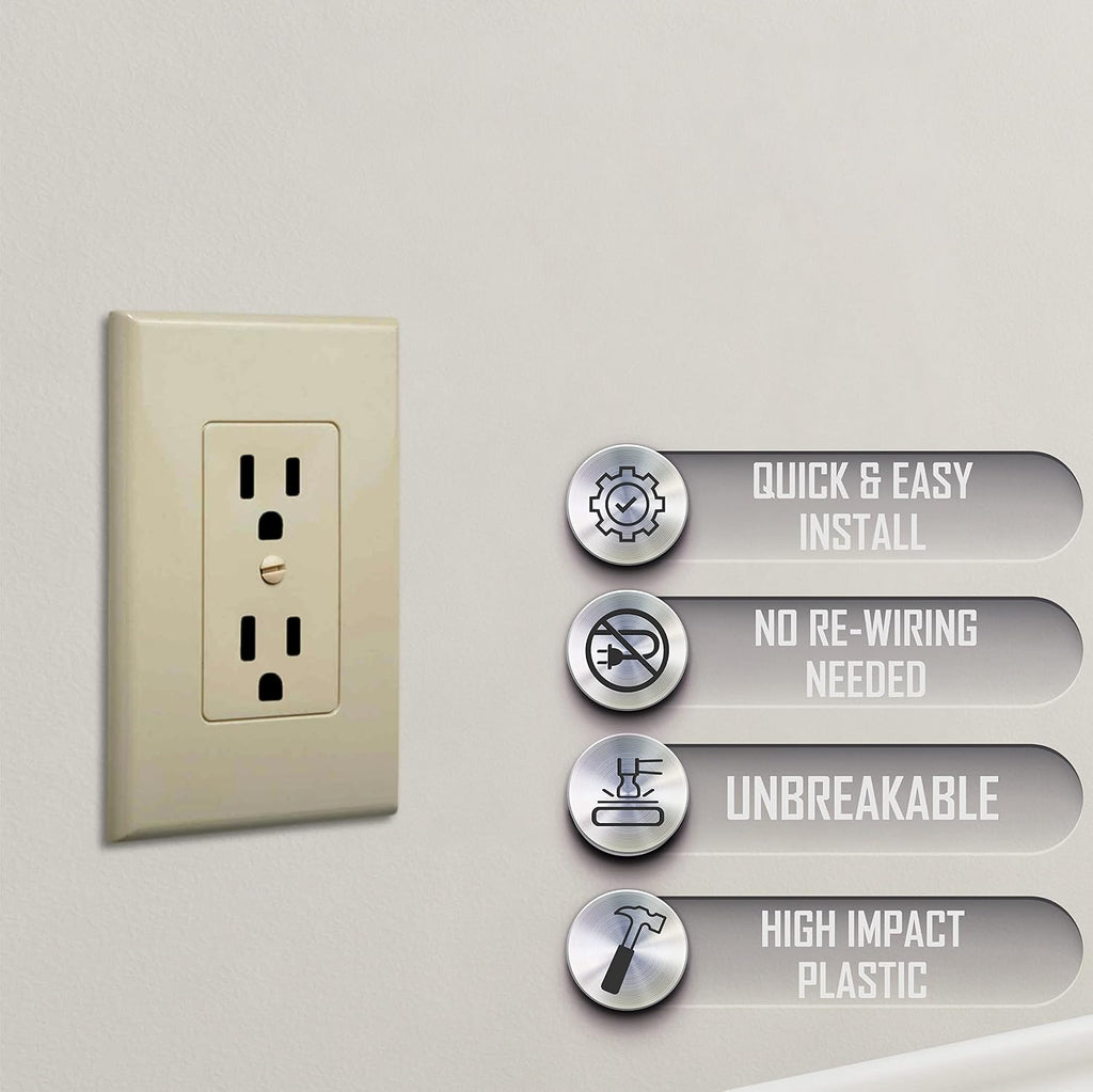 TayMac MW2500I MASQUE 1-Gang Decorator Electrical Outlet Cover Wall Plate, Replaces Old and Discolored Wall Plate for Electrical Outlet, Home Improvement Essentials, Ivory Polycarbonate (Pack of 50)