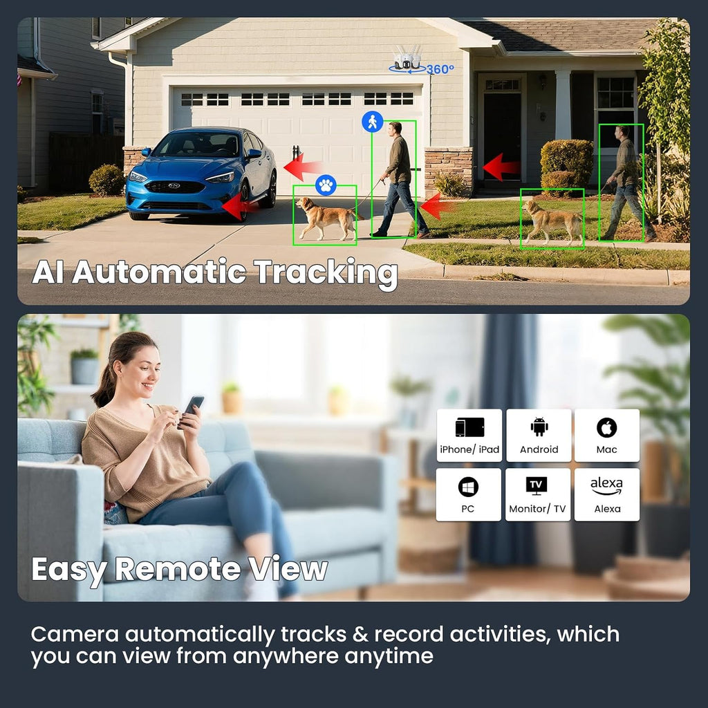 XMARTO 10X Zoom Mesh WiFi6 PTZ AI Tracking Security Camera System,16-Cam 2K Dual Lens Bundle,16CH 4K Expandable WNP816-W6 NVR (No HDD),Long Range WiFi,Plug-in 24/7 Wireless Indoor/Outdoor Surveillance