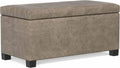 SIMPLIHOME Dover Storage Ottoman Bench - 36 inch Wide Upholstered Vegan Leather Rectangular Lift-Top Ottoman in Distressed Smoky Grey Brown, Contemporary Bench for Living Room with Safety Hinges