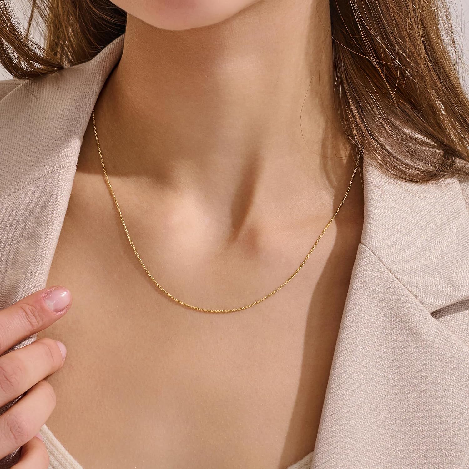 1mm Gold Box Chain Necklace 14K Gold Cable Link Chains for Women and Men Dainty Non-tarnish Necklaces Unisex Gold Jewelry Gifts Sweat Proof and Fade Resistant Lifetime Quality