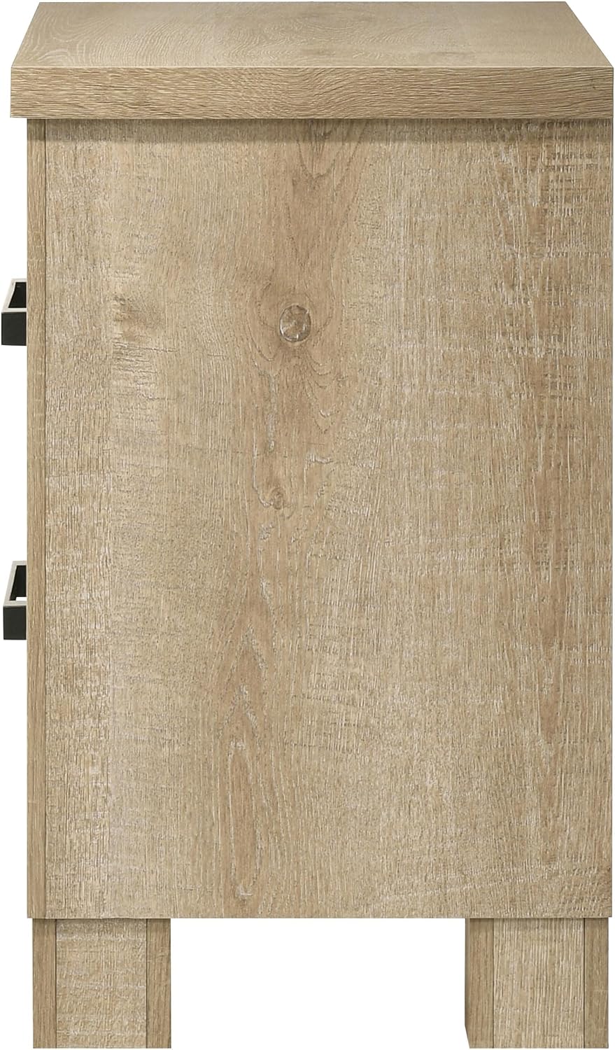 Coaster Home Furnishings - Oakglen - Engineered Wood - 2-Drawer Nightstand with Dark Bronze Handles, Block Legs and Scratch-Resistant Finish - Bedroom - Weathered Oak - 225102