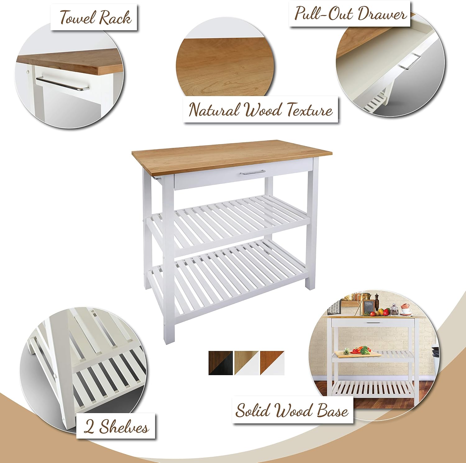 Kitchen Island with Solid American Cherry Top