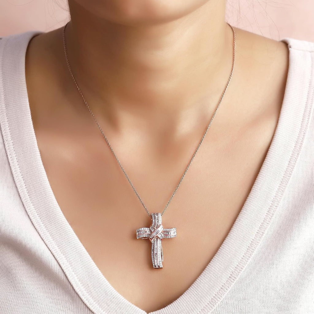 Infinity Cross Diamond Pendant Necklace for Women & Men, 1.00 Cttw Natural or Lab-Grown Diamond in 14K Gold Over 925 Sterling Silver, Religious Christian Jewelry Gift with 18' Chain