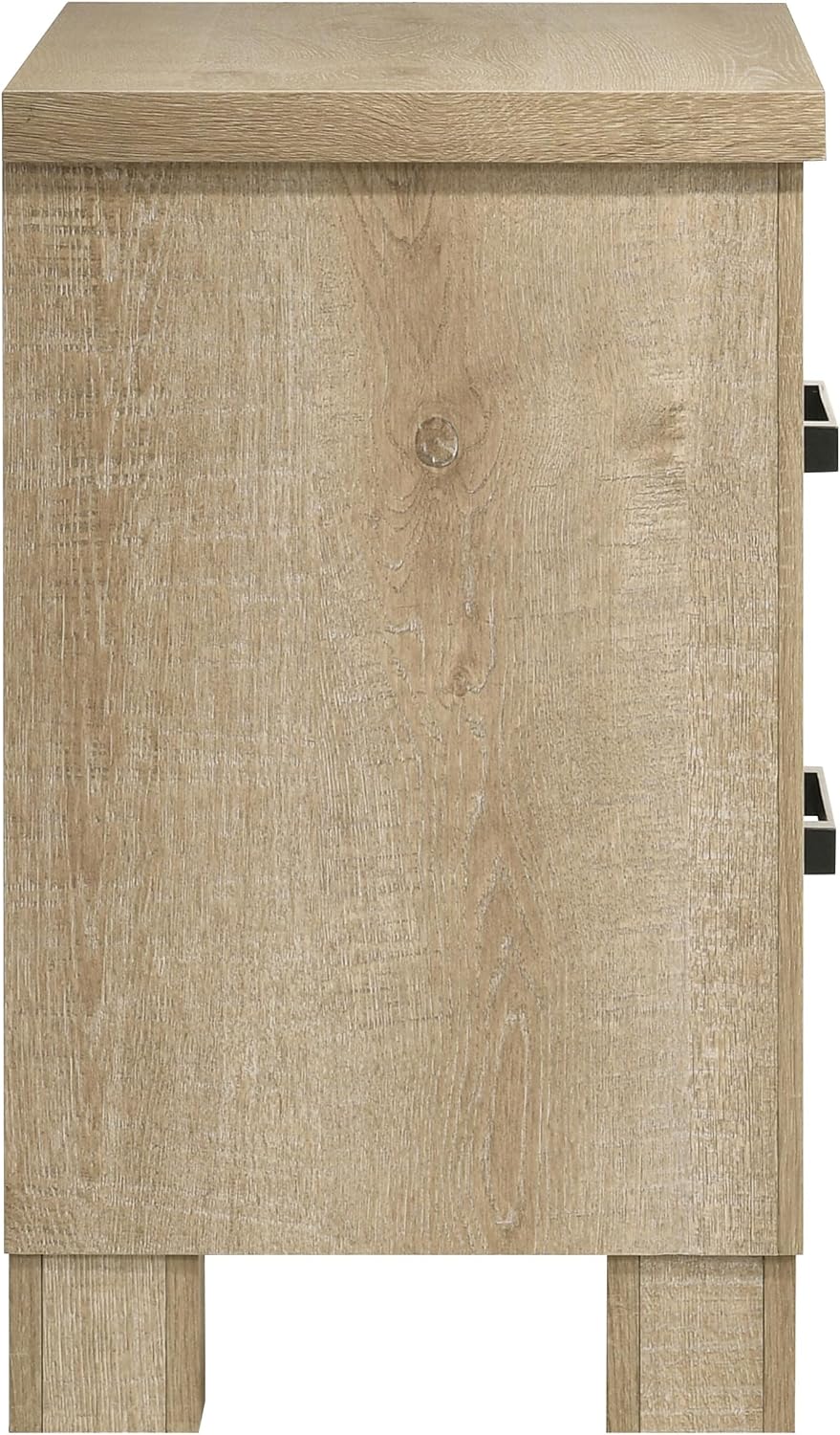 Coaster Home Furnishings - Oakglen - Engineered Wood - 2-Drawer Nightstand with Dark Bronze Handles, Block Legs and Scratch-Resistant Finish - Bedroom - Weathered Oak - 225102