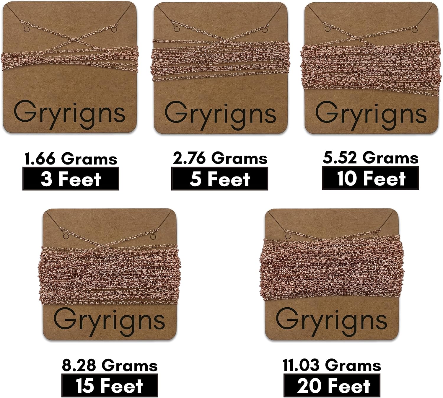 Gryrigns 15Feet 1.1mm 925 Sterling Silver Rose Gold Plated Round Cable Chain Link Bulk for DIY Craft Jewelry Making (8.28 Grams)