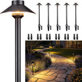 Gardenreet Brass Low Voltage Pathway Lights - 12V LED Landscape Path Lighting, Walkway Light Waterproof IP65, Hat Shaped Wired ‎Classic Black for Outdoor Entrance Garden G4 Bulb Not Included (6 Pack)