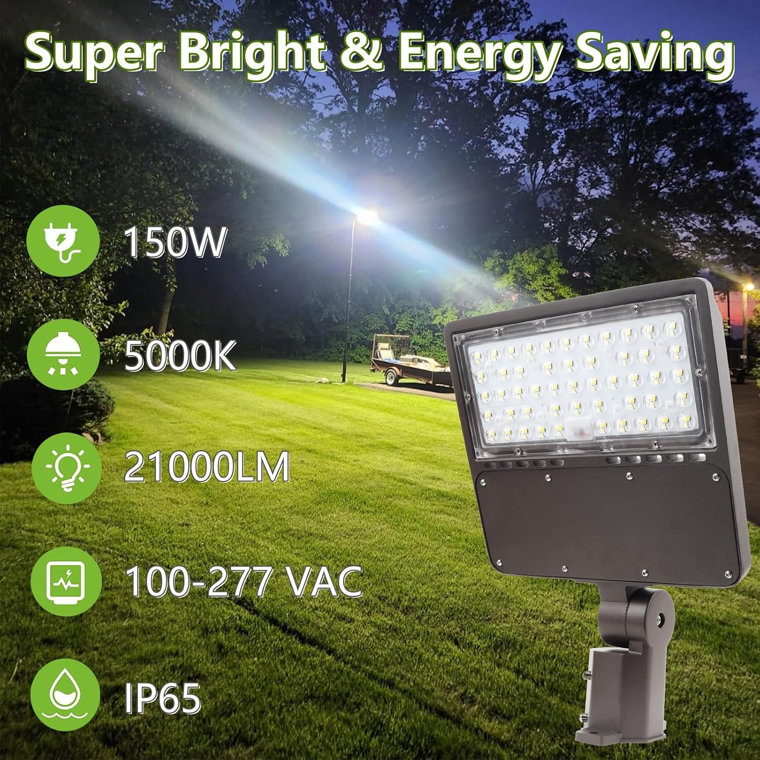 2PACK 150W LED Parking Lot Light with Dusk to Dawn Photocell, Slipfitter Mount and Wall Mount Commercial Outdoor Lighting, 100-277V 21000LM 5000K, ETL Commercial LED Security Flood Lights
