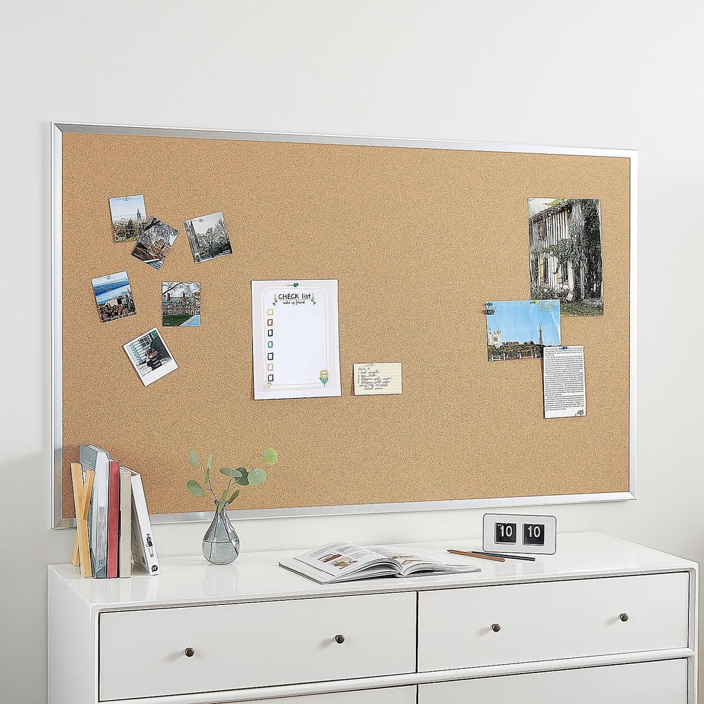 Staples Cork Bulletin Board, 5 x 3 Feet, Aluminum Frame, Vertical or Horizontal Mount, Self-Healing Surface
