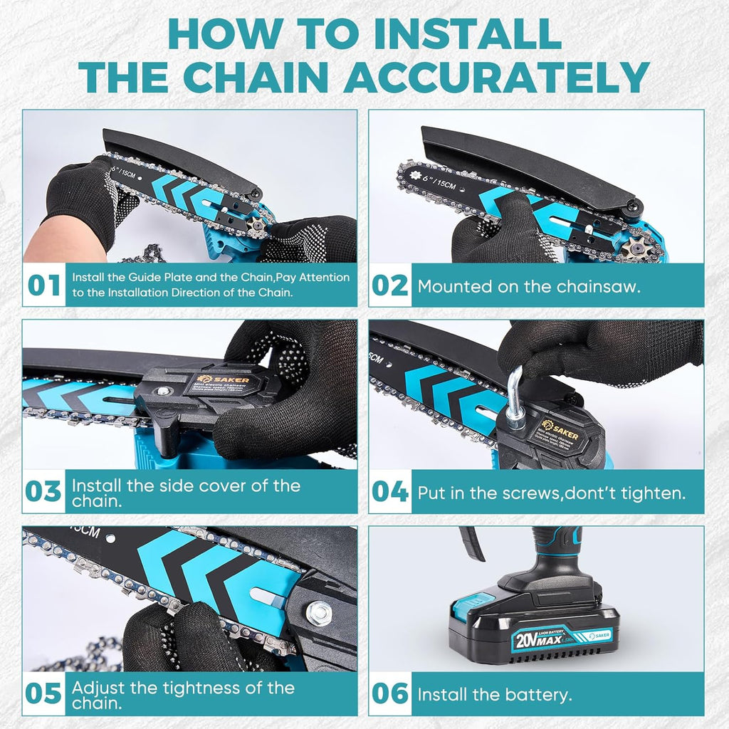 Saker Combo: 6 - Inch Upgraded Mini Cordless Chainsaw Blue + 22V Cordless Electric Garden Tiller Cultivator - Your Ultimate Gardening Set