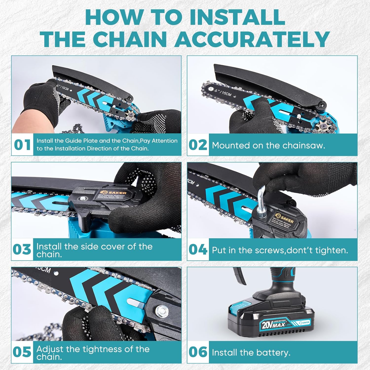 Saker Combo: 6 - Inch Upgraded Mini Cordless Chainsaw Blue + 22V Cordless Electric Garden Tiller Cultivator - Your Ultimate Gardening Set