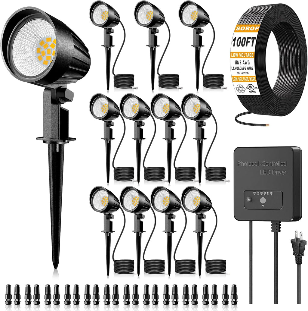 20W RGBW Color Changing Spotlight 2 Pack & 12W Low Voltage Landscape Lighting Kit 12 Pack