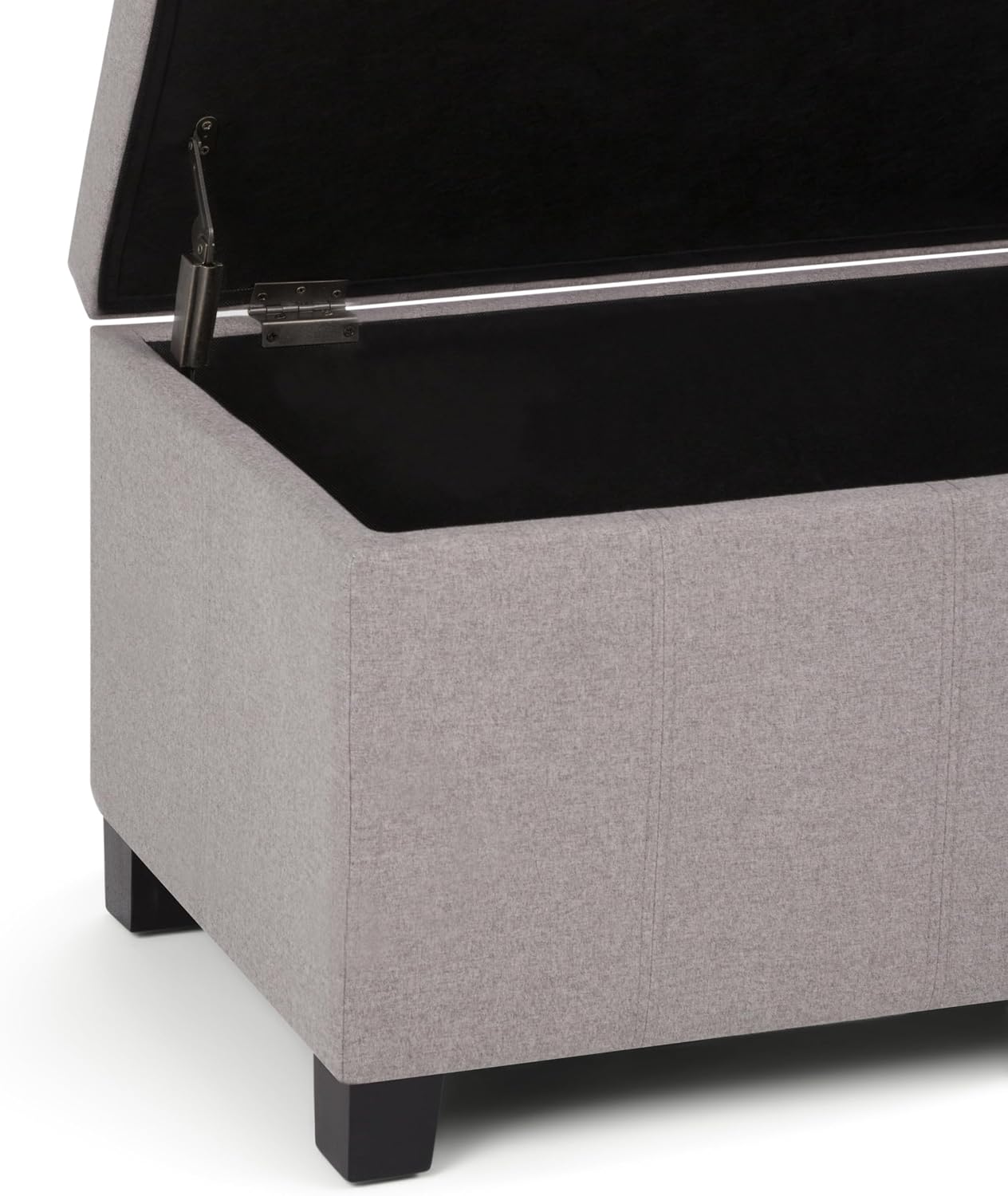 SIMPLIHOME Dover Storage Ottoman Bench - 36 inch Wide Upholstered Linen Look Fabric Rectangular Lift-Top Ottoman in Cloud Grey, Contemporary Bench for Living Room with Safety Hinges